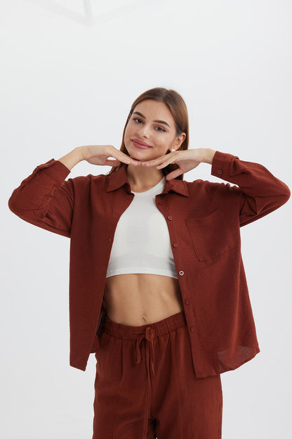 Long Sleeve Color Shirt Long Pants Set