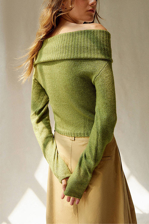 Moxidress Off Shoulder Long Sleeves Slim Fit Sweater