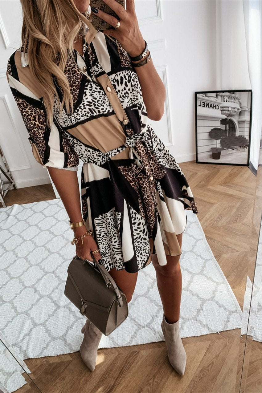 Printed Shirt Mini Dress