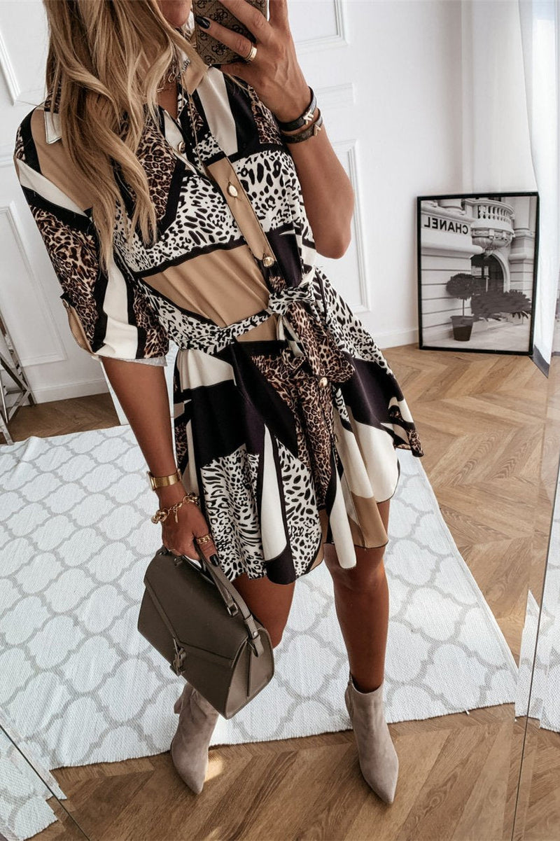 Printed Shirt Mini Dress
