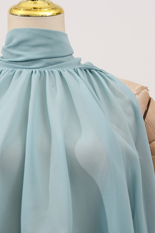 Sweet Irregular Stand Collar Loose Halter Blouse