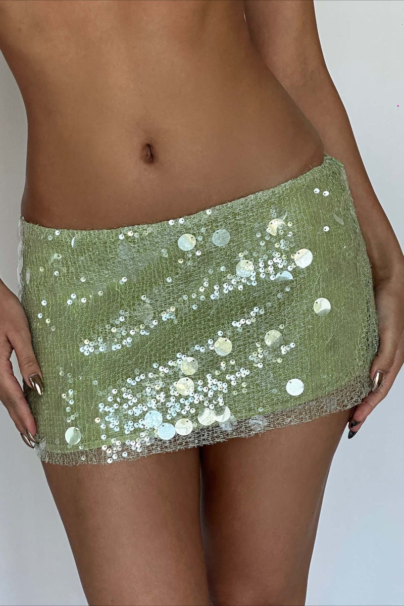 Color Sequin Fitted Party Mini Skirt
