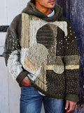 Men's Japanese Sashiko Fiber Art Cozy Hooded Sweater elevenforest