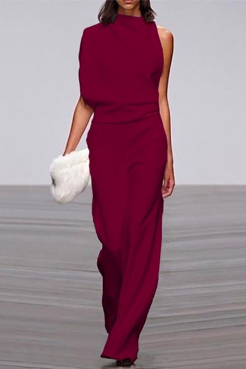 One Shoulder Wide Leg Jumpsuit