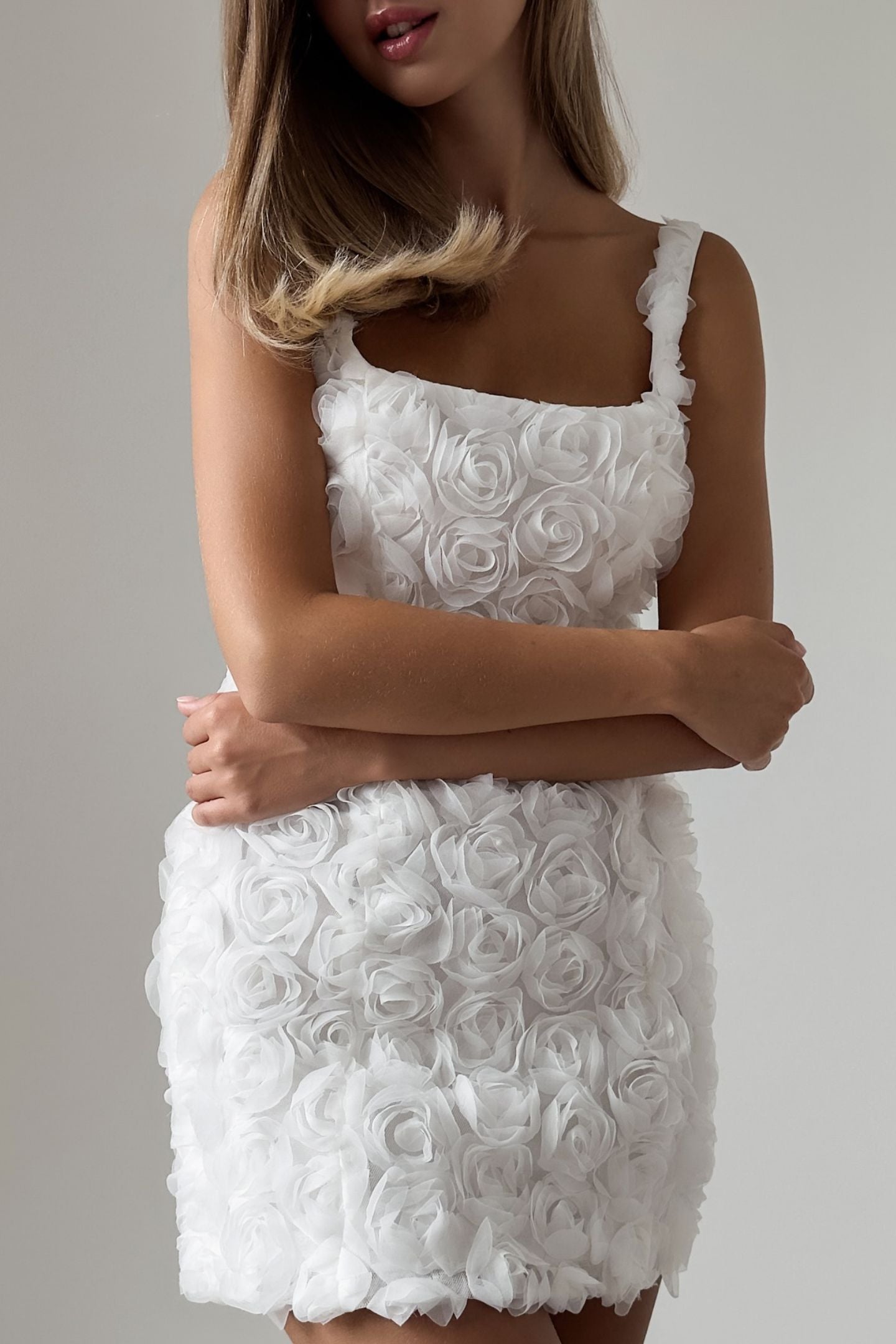 Doris Applique Lace-up Mini Dress