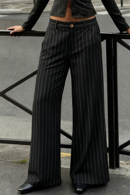 Contrast Stripe Woven Wide Leg Pants