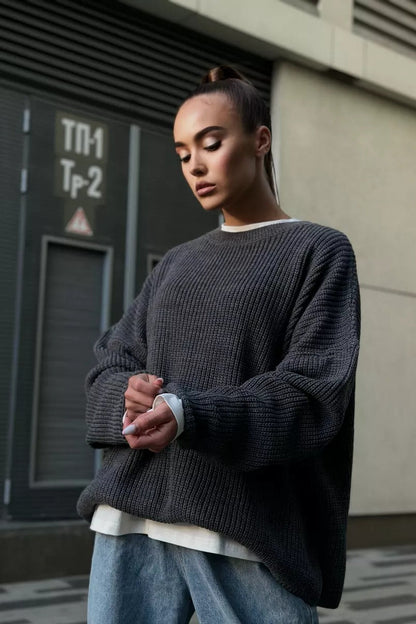 Knit Crewneck Pullover Sweater