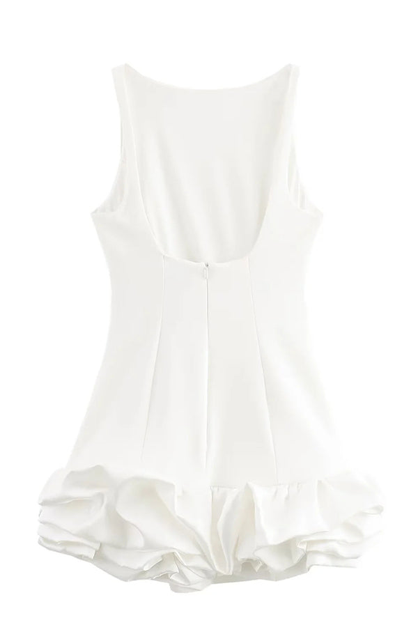 Born to Party Satin Patchwork Cloud Shape Wide Neck Mini Dress