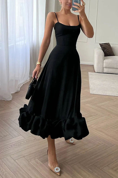 ' Camisole Waist Cinching Charm Multi-color Banquet Party Midi Skirt