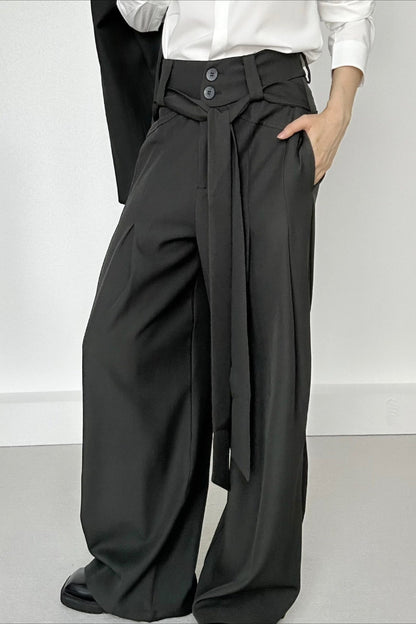 Ruched Ribbon Minimalist Pants