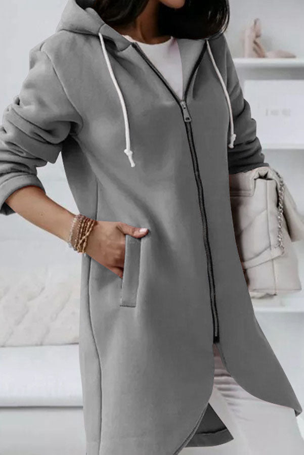 Juliana Color Zip Up Hooded Coat