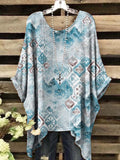 Women's Vintage Gradient Ink Painting Print Casual Top