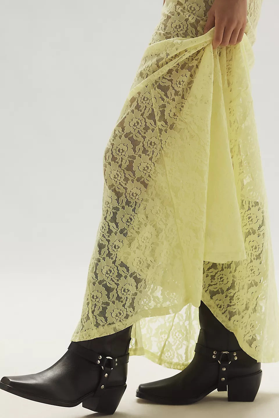 Sheer Embroidered Lace Maxi Skirt