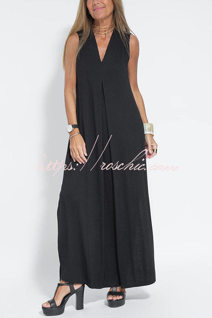 Is Eternal Knit Color Sleeveless Slit Maxi Dress