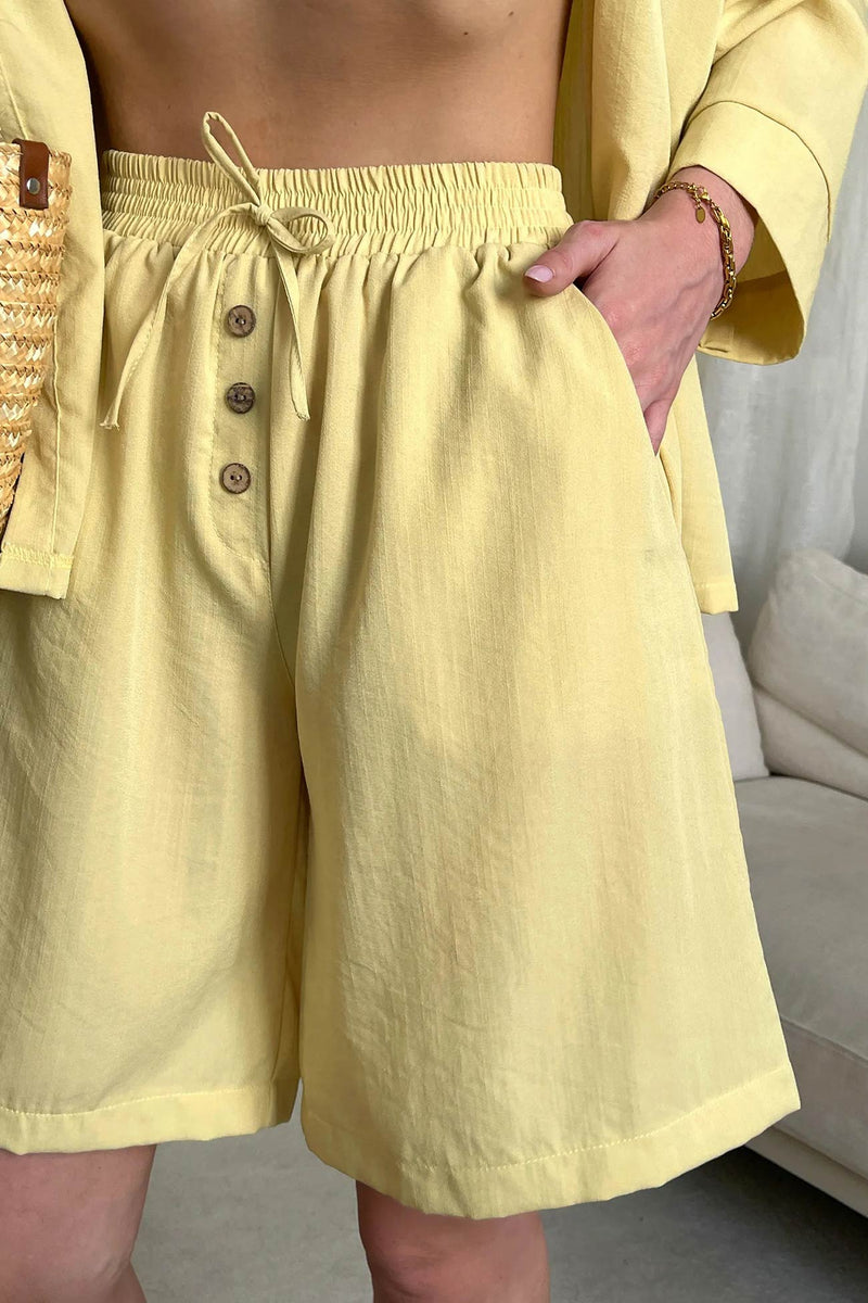 Color Shirt Single-breasted Bermuda Shorts Set