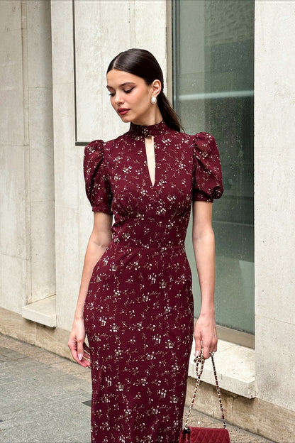 Deep V Bodycon Maxi Dress