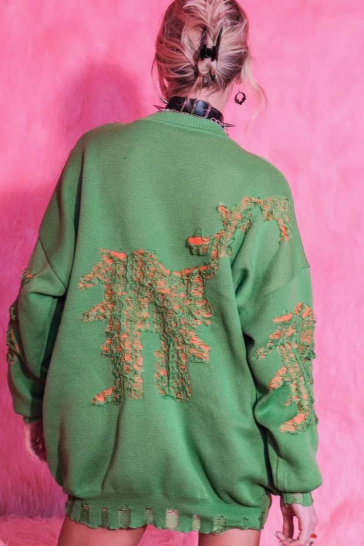 Distressed Long Sleeve Blouse