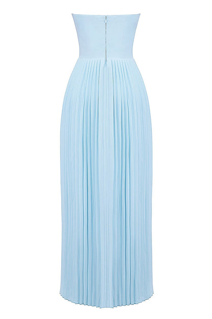 Romantic and Pleated Strapless Maxi Dress