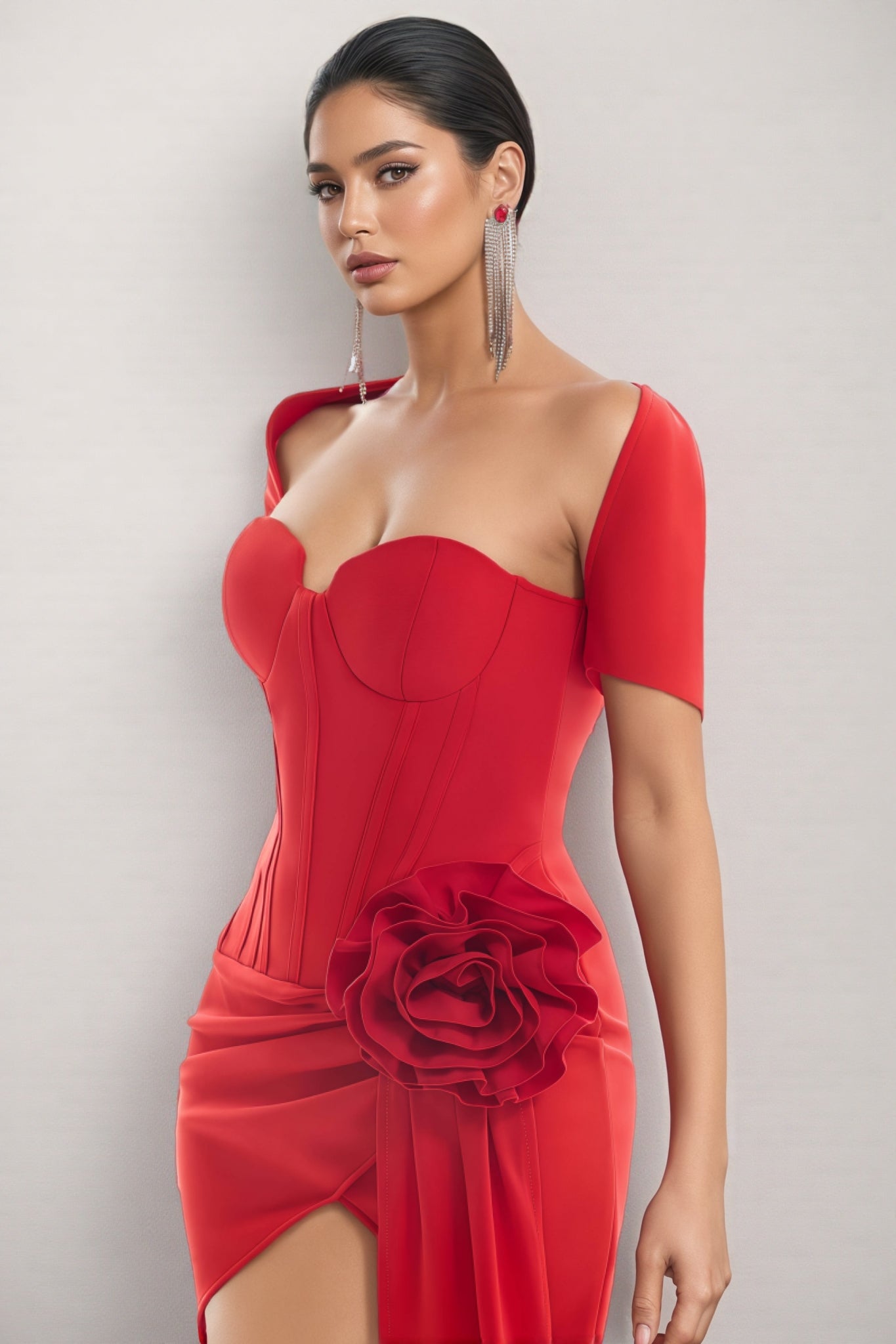 Lisae Red 3d Mini Dress