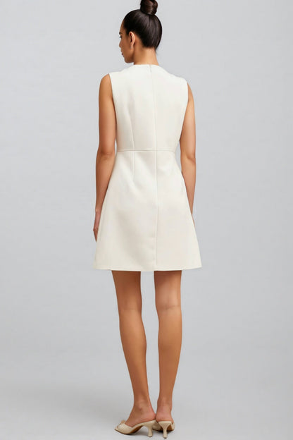 Vida White Round Neck Mini Dress