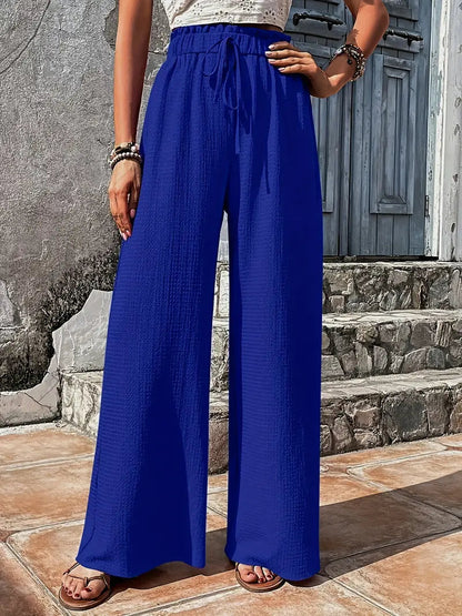 Color Drawstring High Waist Pants