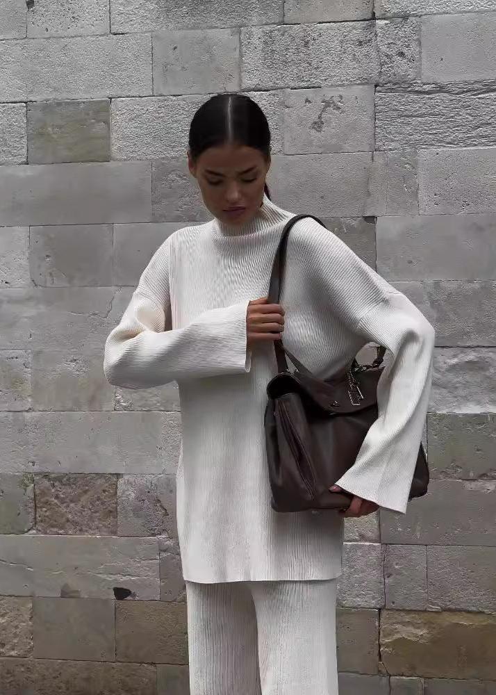 Turtleneck Sweater & Wide-leg Pants Set