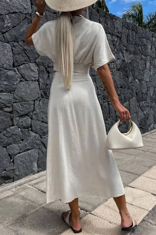 V-neck Top & Skirt Two-piece Set
