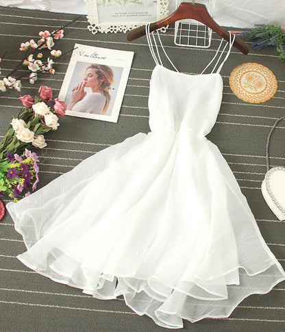 Tulle Backless Short Dress Mini Dress P343
