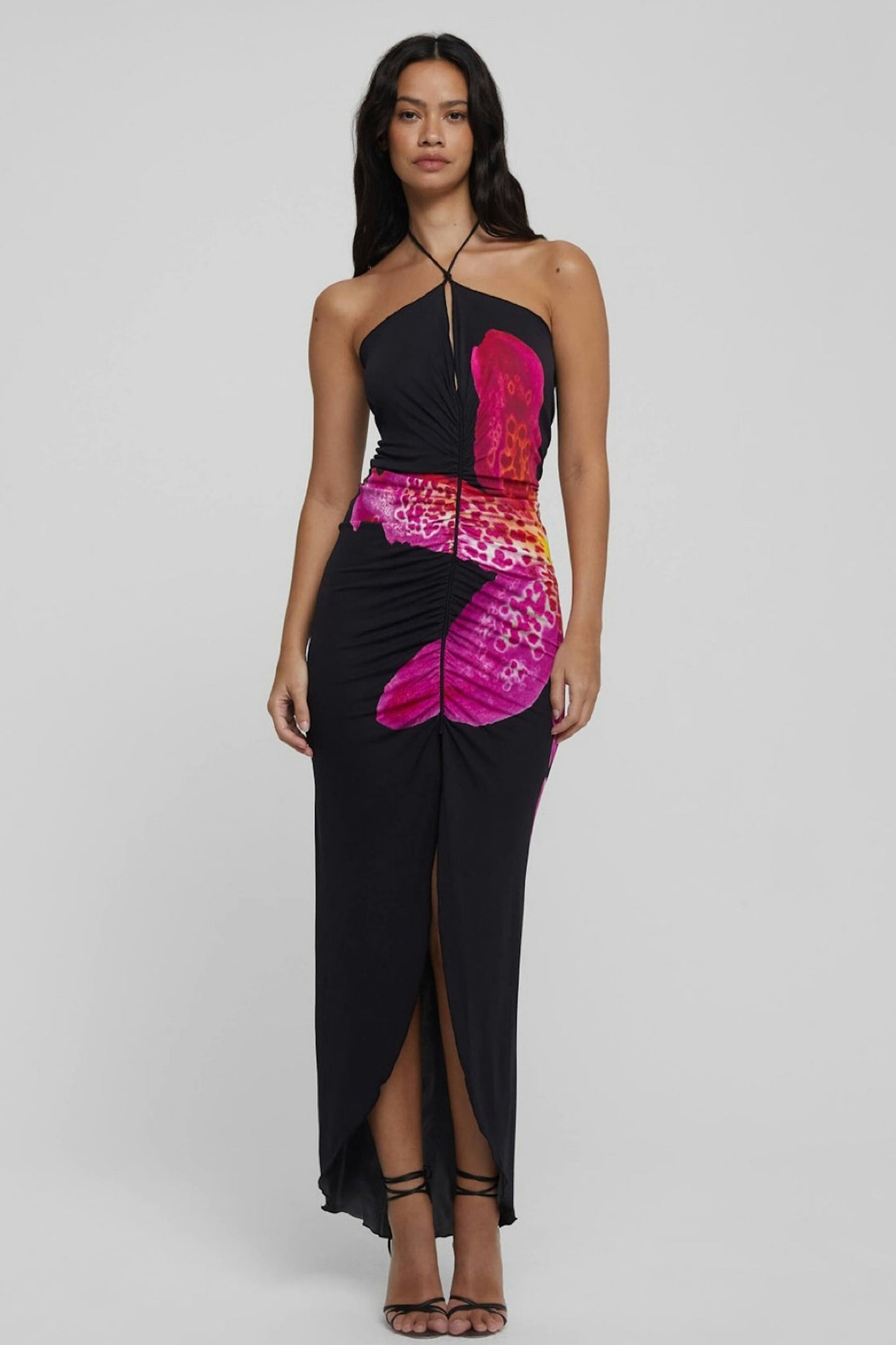 Melissa Print Deep V-neck Maxi Dress