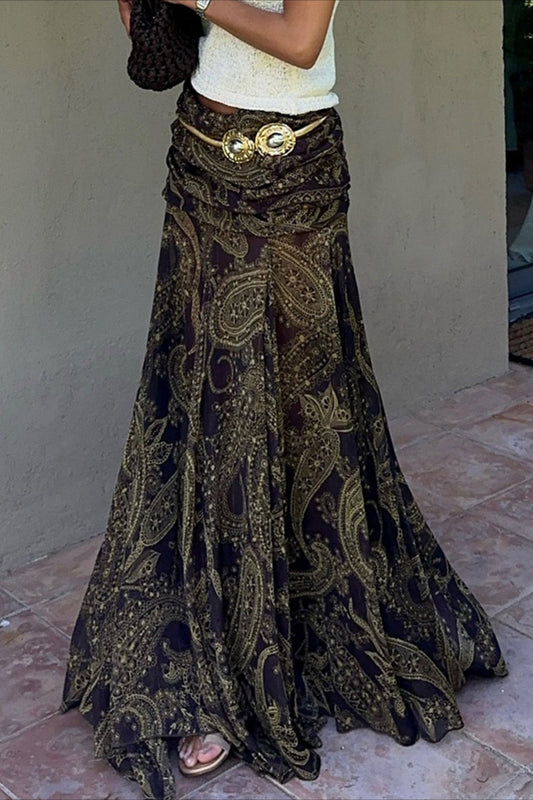 Paisley Print Slim Fit Maxi Skirt