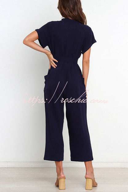 Something About Her Pocketed Button Straight Leg Jumpsuit