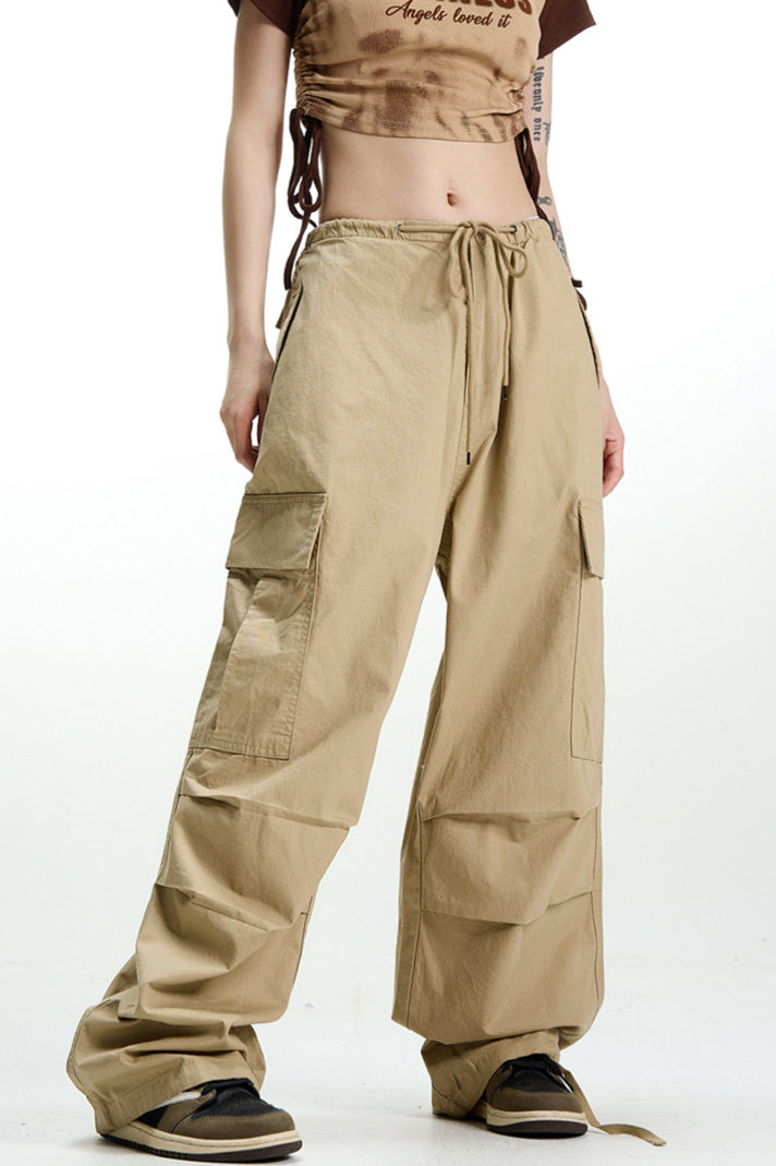 Khaki Wide Leg Cargo Pant