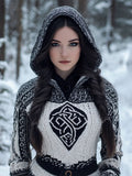 Women's Vintage Jacquard Comfort Knit Hooded Sweater artswardrobe