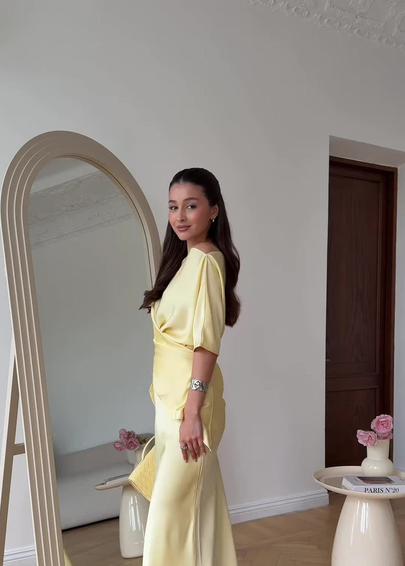 Sierra - Satin Two-piece Skirt and Blouse Set