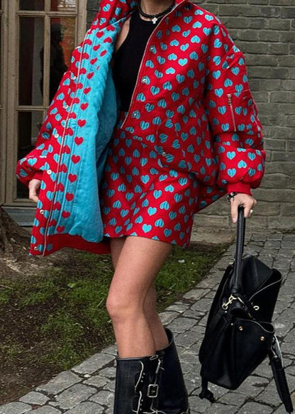 Bold Heart Print Two-piece Set