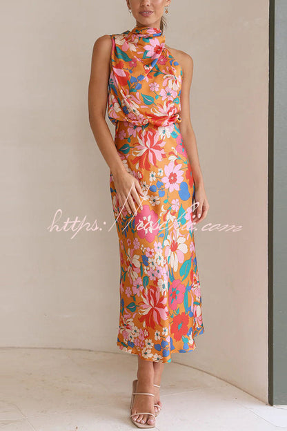Fascinating Day Halter Neck Elastic Waist Maxi Dress