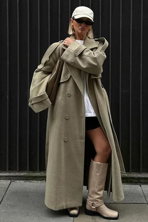 Double Breasted Belted Overcoat