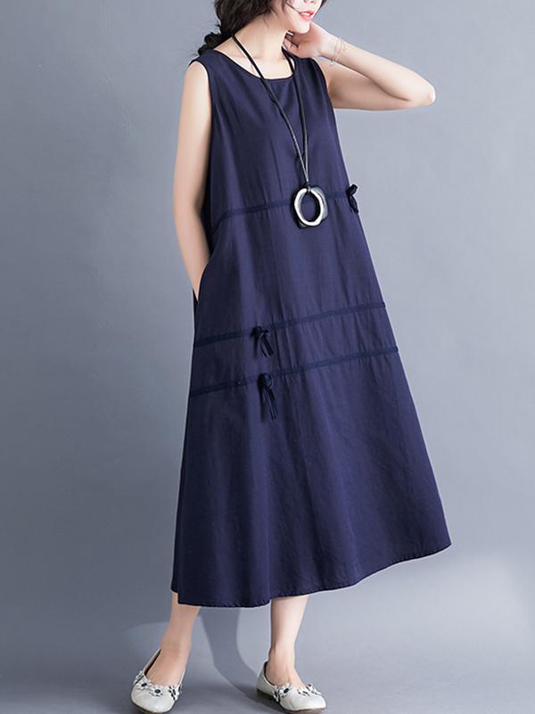 Sleeveless A-line Long Dress