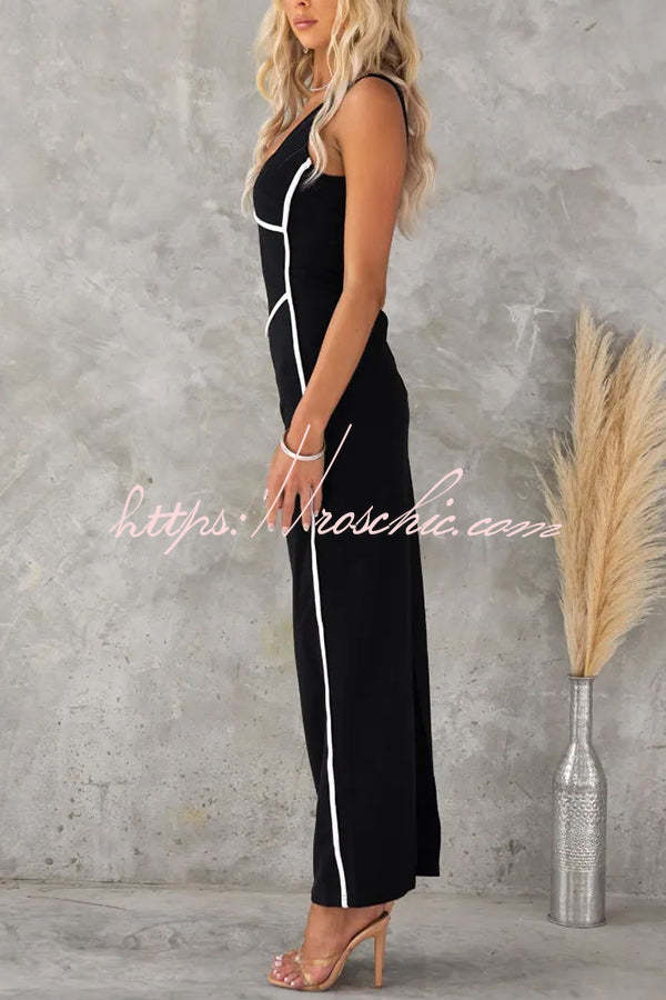 In the Heads Turn Line Trim Bodycon Stretch Maxi Dress