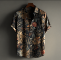 Bohemian Style Plant And Flower Pattern Men's Retro Cotton And Linen Shirt elevenforest