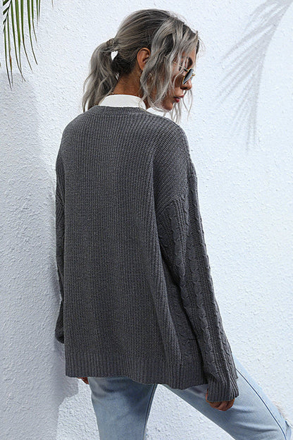 Color Cable Knit Long Cardigan