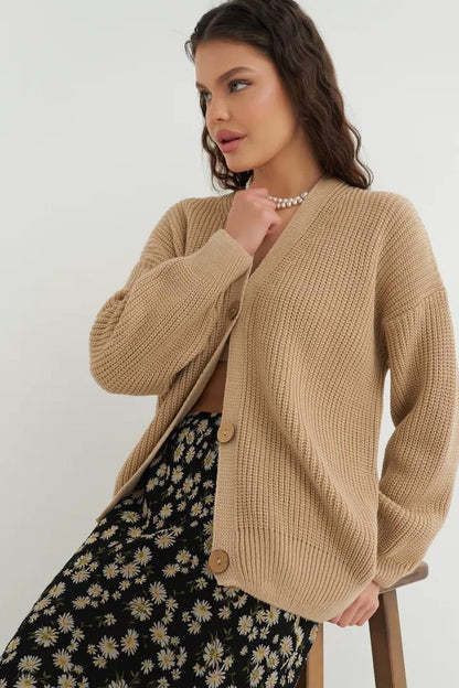 Relaxed Fit Color Cardigan