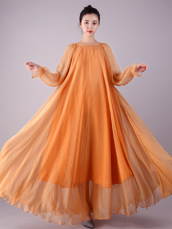 Artistic Retro Loose Color Maxi Dress