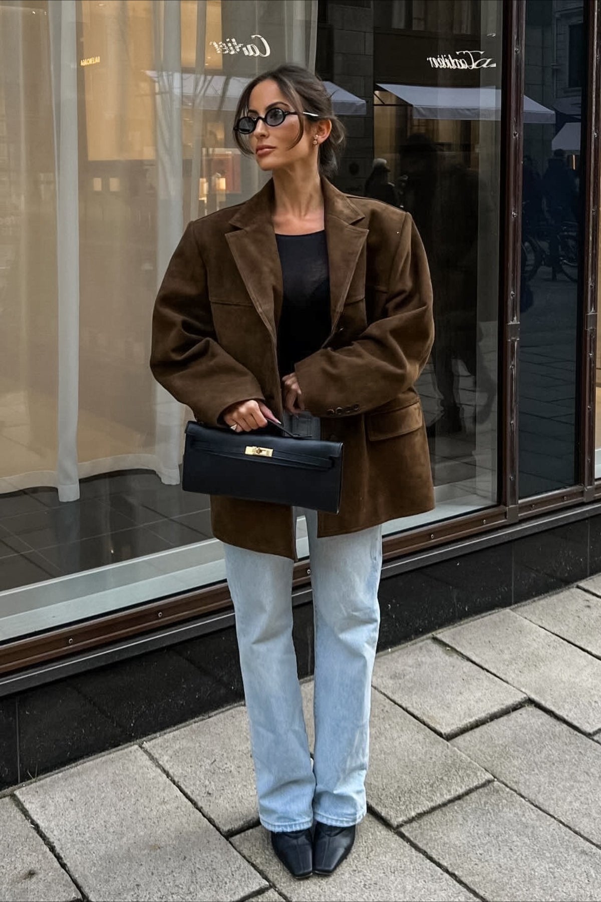 Retro Suede Notch Collar Coat