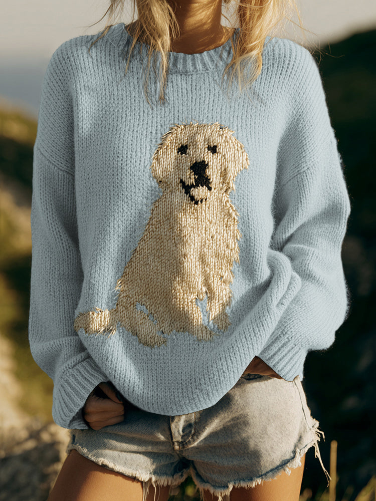Comstylish Classic Fuzzy Golden Retriever Dog Felt Cozy Knit Sweater
