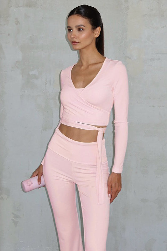 Stylish Tie High-rise Flared Two Piece Set