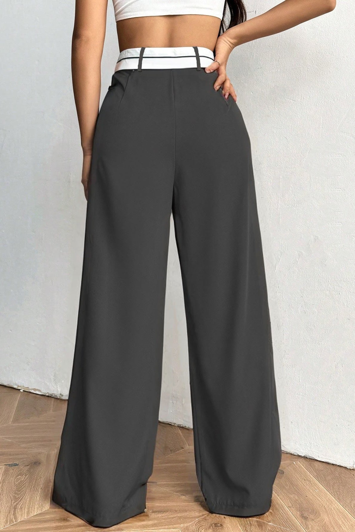 Contrast Comfort Relaxed Wide Leg Pants