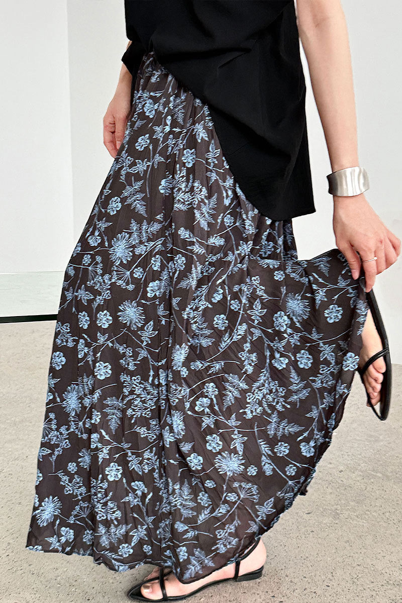 Retro High Waist Pleated a Line Skirt