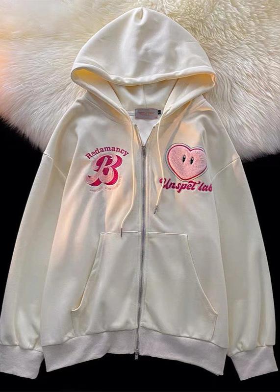 Zipper Hooded Embroidered Cardigan Jacket - Spring/autumn Style