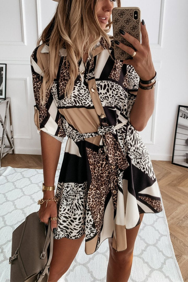Printed Shirt Mini Dress